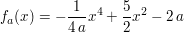 $ f_a(x) = -\frac{1}{4\,a}x^4 + \frac{5}{2}x^2 - 2\,a $